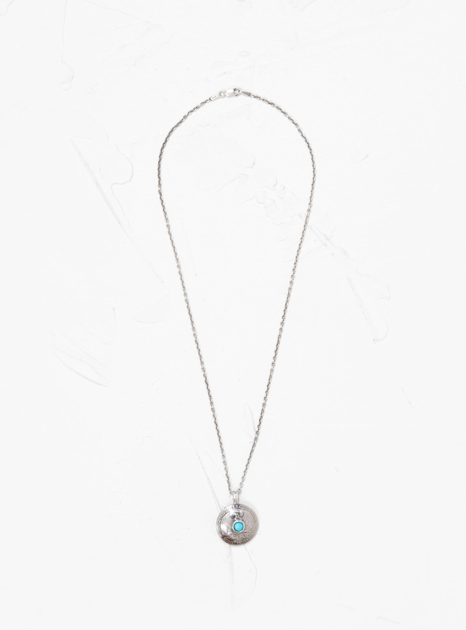 25 Cent Concha Stone Pendant Necklace Silver 2 25 Cent Concha Stone Pendant Necklace Silver - Image 2