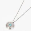 25 Cent Concha Stone Pendant Necklace Silver