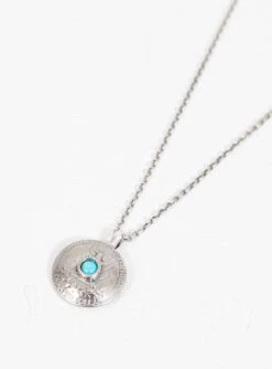 25 Cent Concha Stone Pendant Necklace Silver