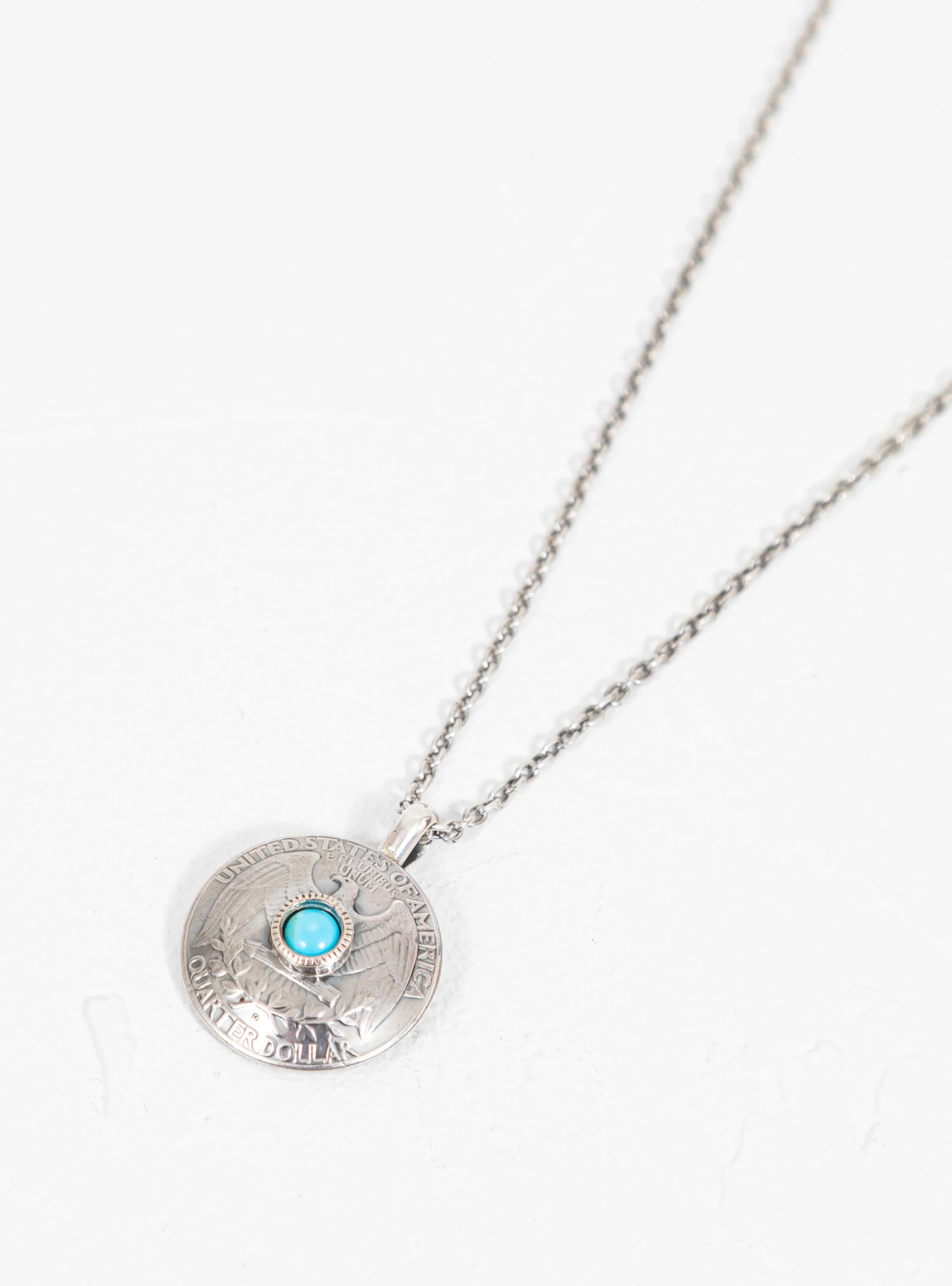 25 Cent Concha Stone Pendant Necklace Silver 1 25 Cent Concha Stone Pendant Necklace Silver