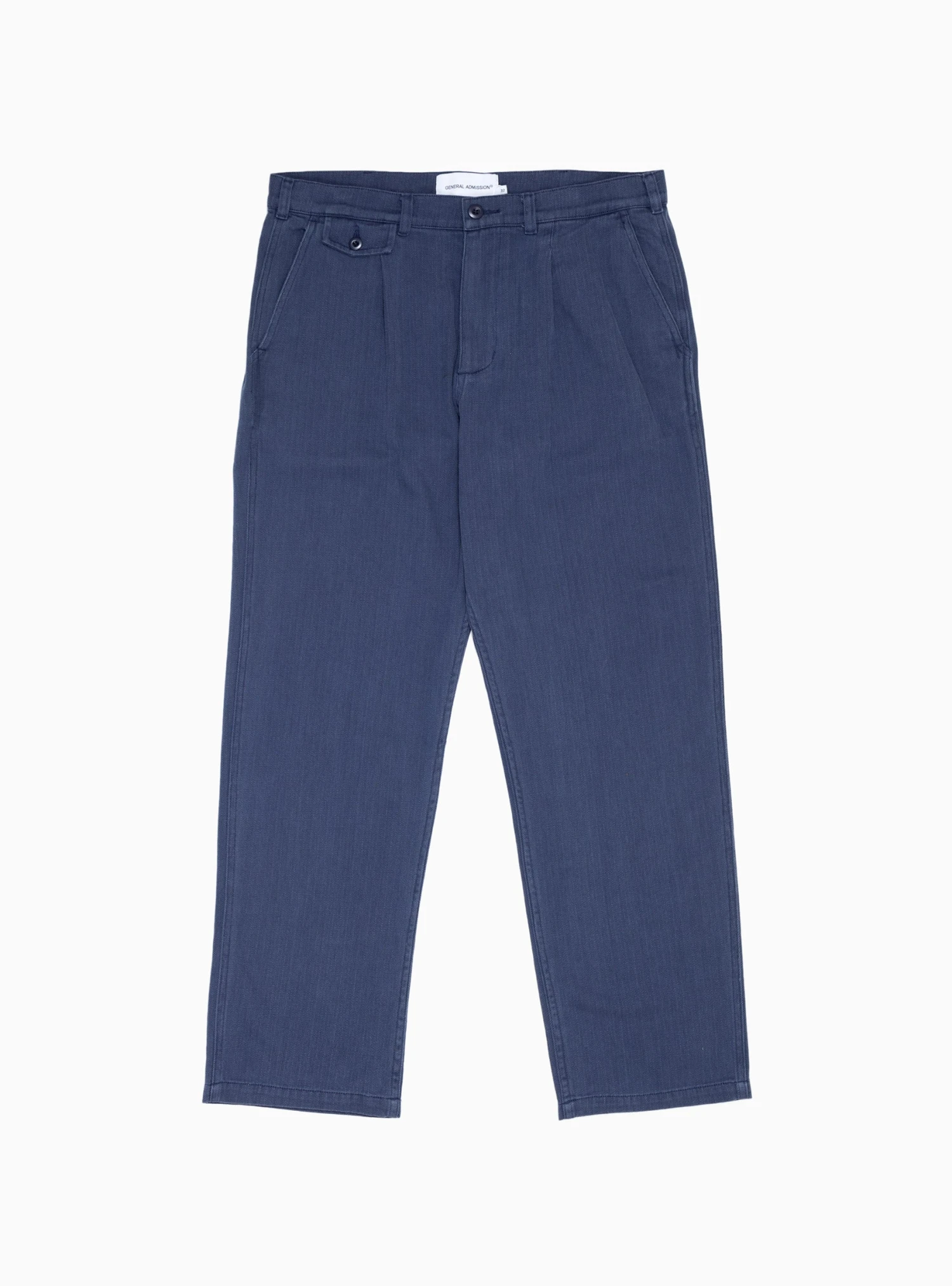 Pleated Herringbone Trousers Navy 1 Pleated Herringbone Trousers Navy