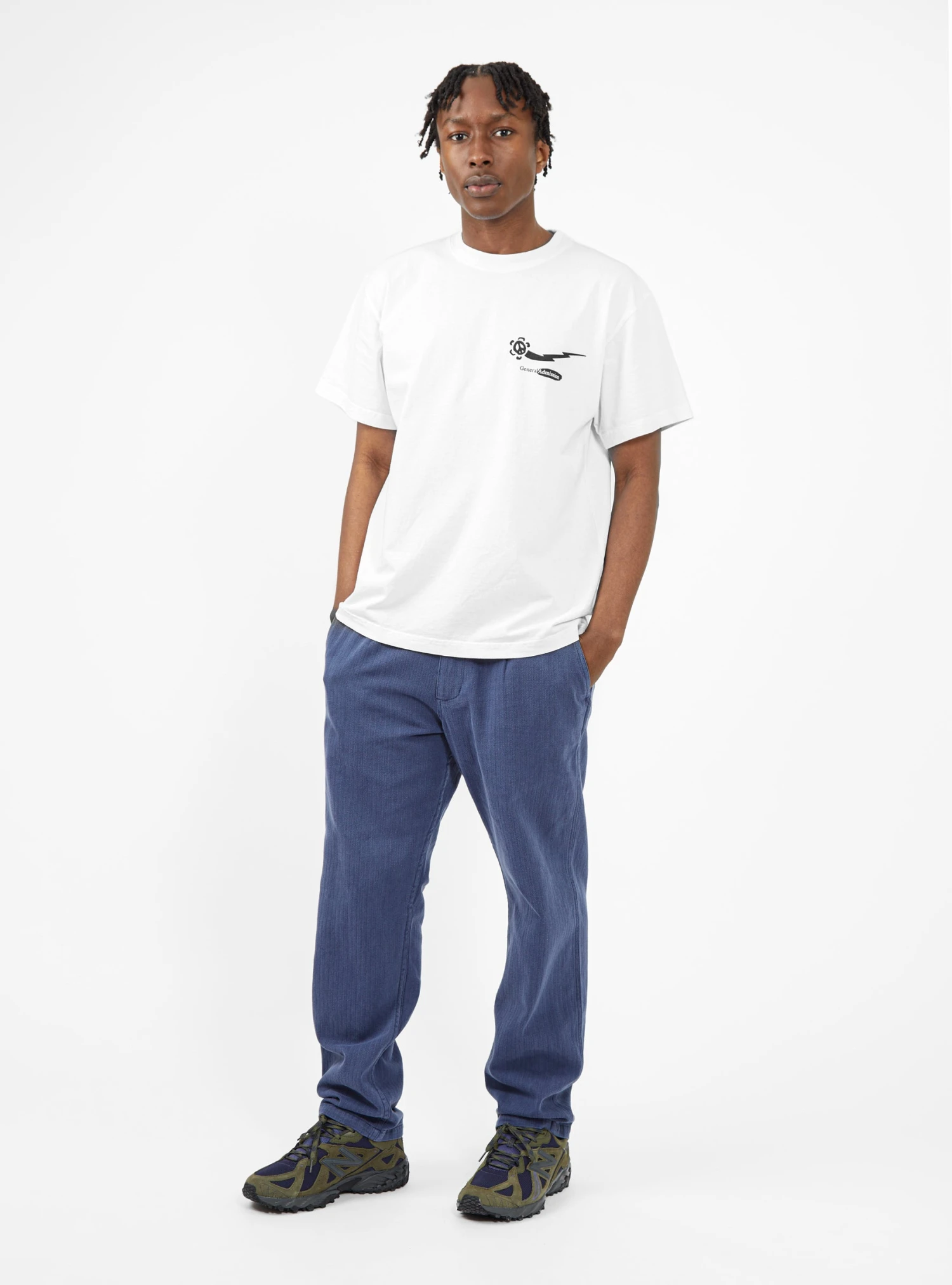 Pleated Herringbone Trousers Navy 2 Pleated Herringbone Trousers Navy - Image 2