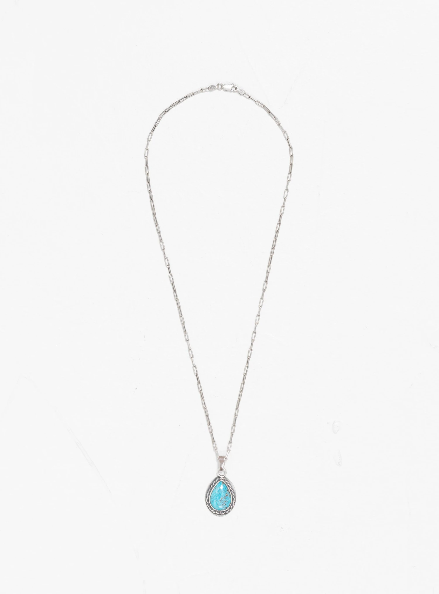10 Cent Turquoise Teardrop Pendant Necklace Silver 2 10 Cent Turquoise Teardrop Pendant Necklace Silver - Image 2