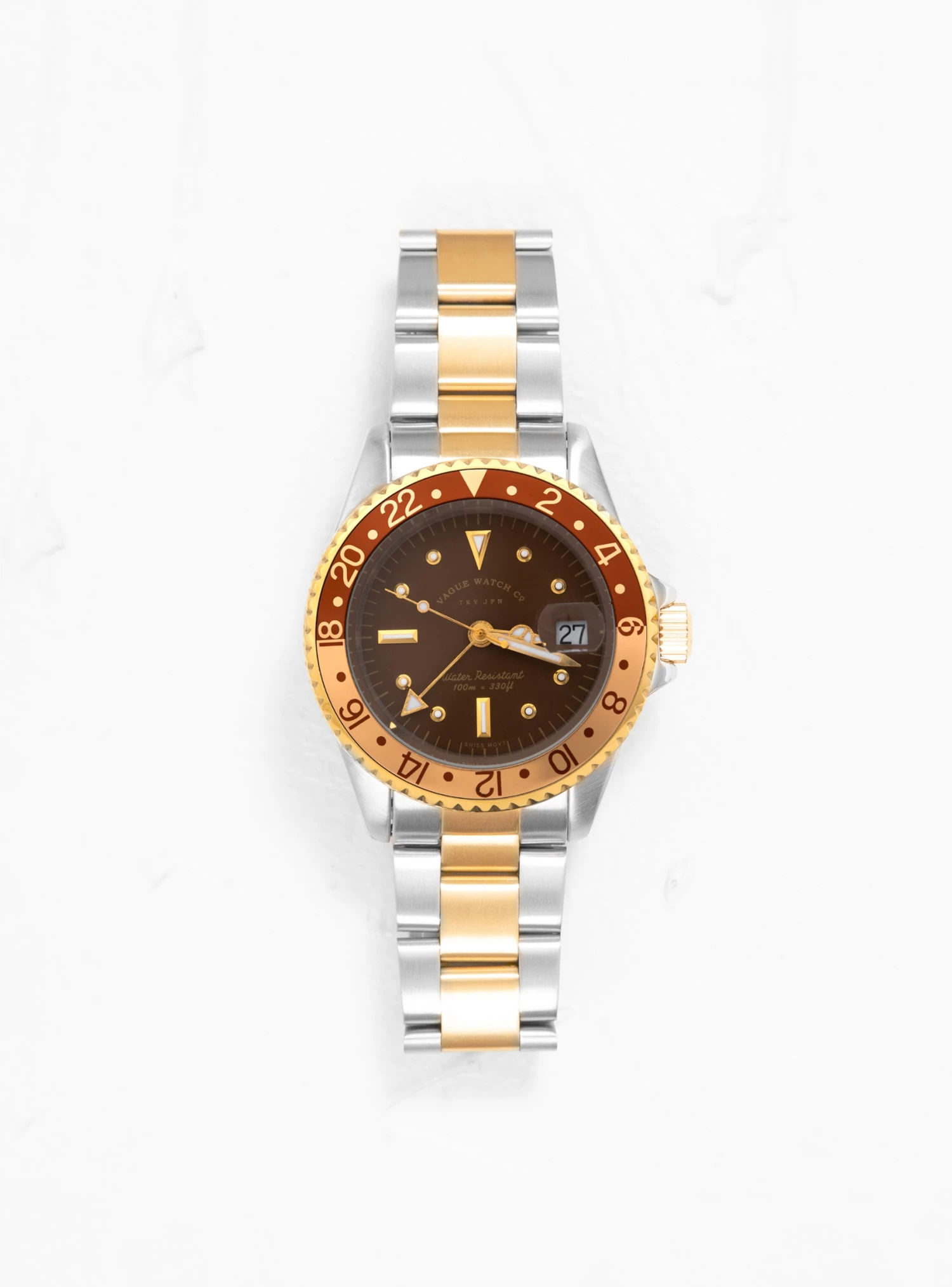 BRWN GMT 40 Diver Watch Brown, Gold & Silver 1 BRWN GMT 40 Diver Watch Brown, Gold & Silver