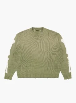5G Cotton Knit BONE Crew Sweater Khaki -Deals Curated Attire Store 30267657 5GCottonKnitBONECrewSweater Khaki KAPITAL 1