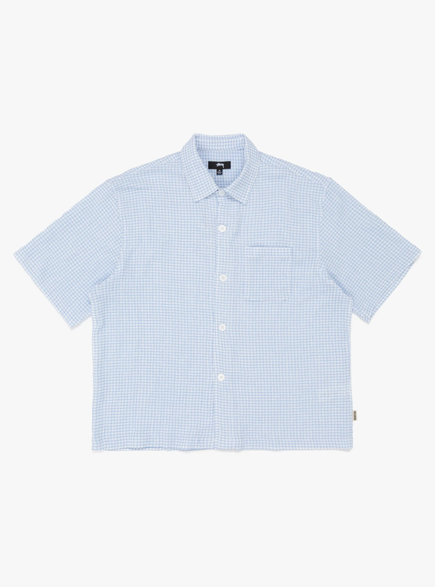 Stüssy Flat Bottom Crinkled Shirt Blue Check 1 Stüssy Flat Bottom Crinkled Shirt Blue Check