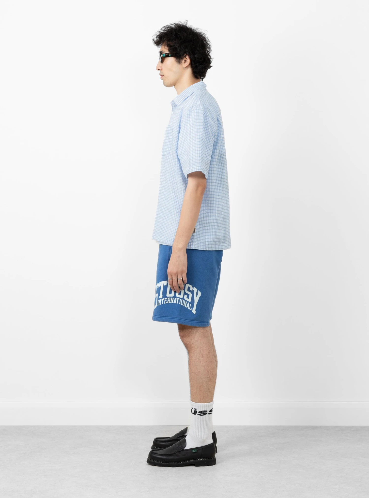 Stüssy Flat Bottom Crinkled Shirt Blue Check 4 Stüssy Flat Bottom Crinkled Shirt Blue Check - Image 4