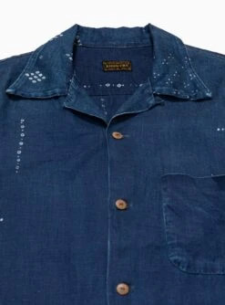 Bandana Linen Short Sleeve Shirt Indigo -Deals Curated Attire Store 3J9A5830