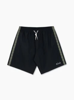 Polar Skate Co Square Stripe Swim Shorts Black & Jade Green