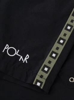 Polar Skate Co Square Stripe Swim Shorts Black & Jade Green -Deals Curated Attire Store Polar Skate Co SU24 Swim Shorts Square Stripe Blk 3