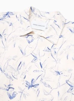 Printed Shirt Ecru & Blue -Deals Curated Attire Store PrintLinenShirt2